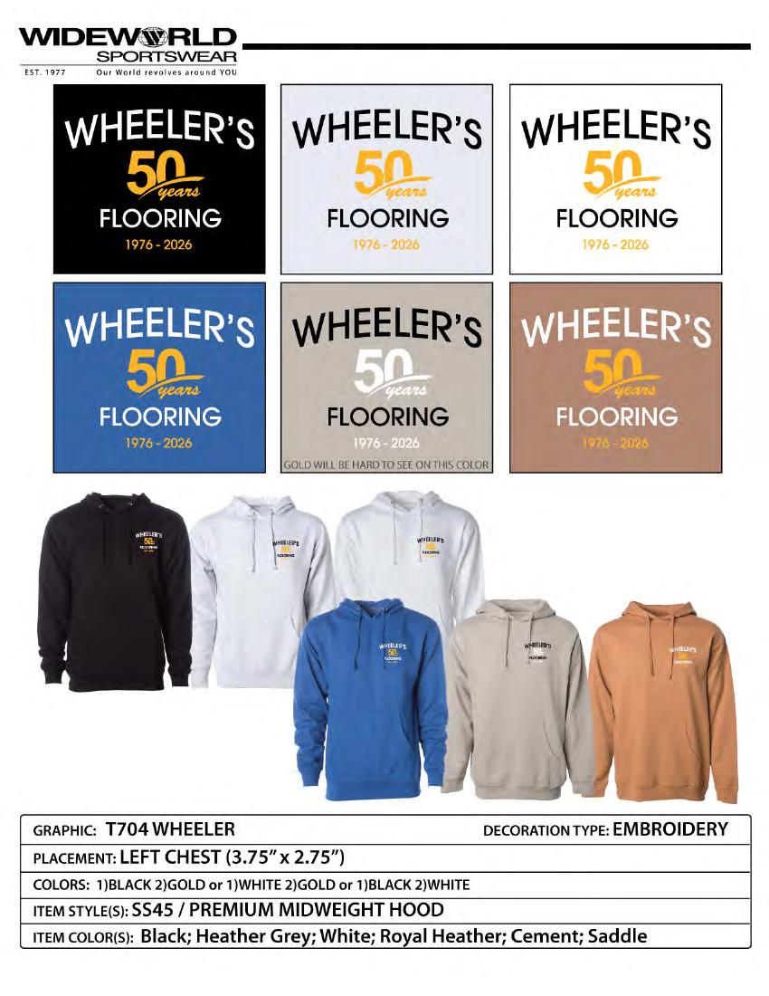 Custom Wheeler’s Flooring anniversary apparel program